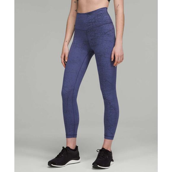 Lululemon Wunder Train High-Rise Tight 25" Thread Dye Night Sea Black Blue 4 - Picture 1 of 12